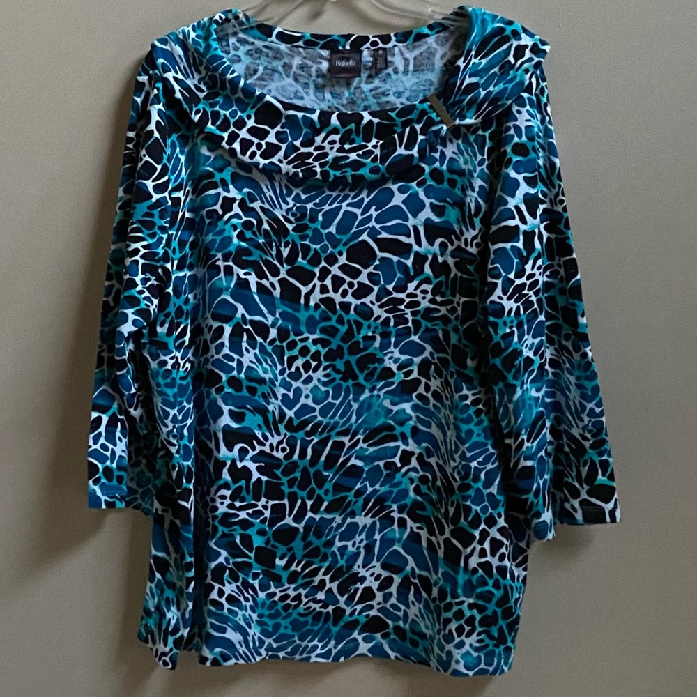 RAFAELLA WOMENS TOP / 3/4 SLEEVE COTTON BLOUSE/ MULTI COLOR/ 3X/RN 37763